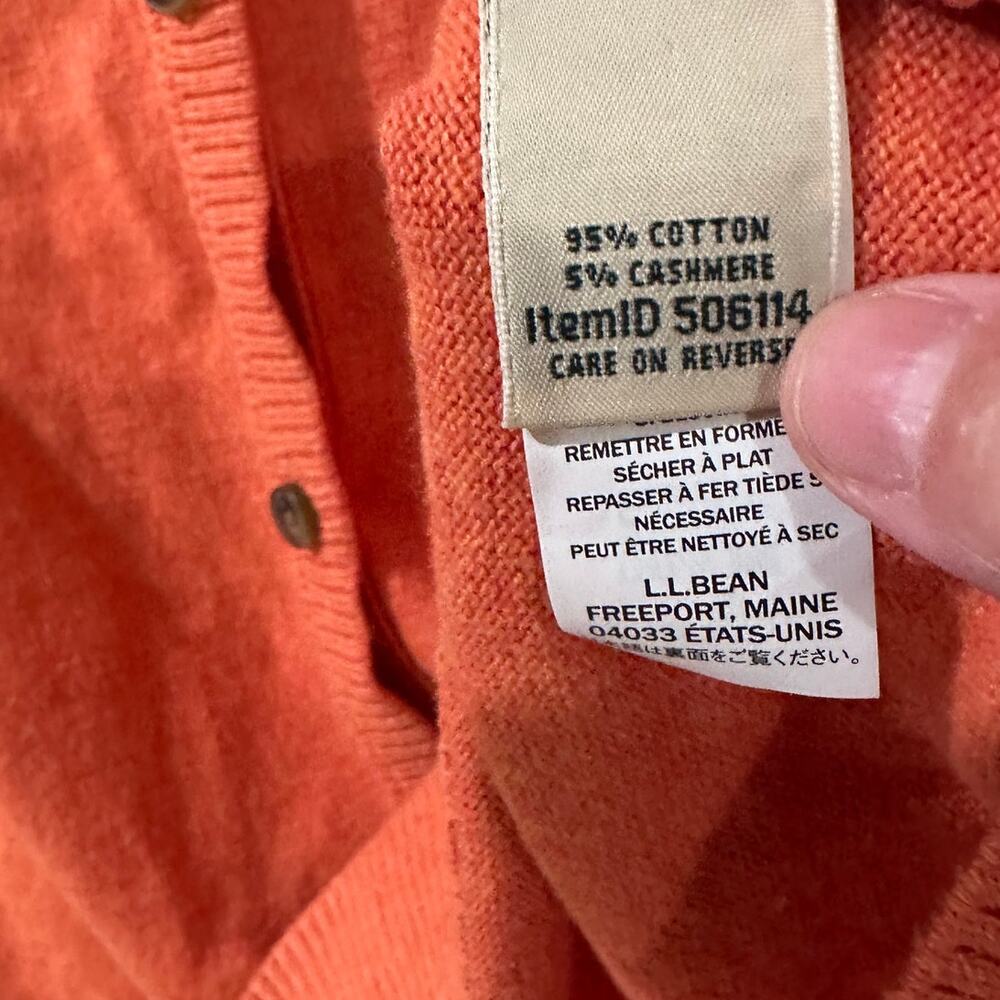 LL Bean Wicked Soft Cotton Cashmere Cardigan Sweater Papaya MED Coastal Grandma - Picture 4 of 8